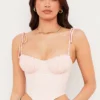 Baby Pink Chiffon Gathered Bust Cropped Corset